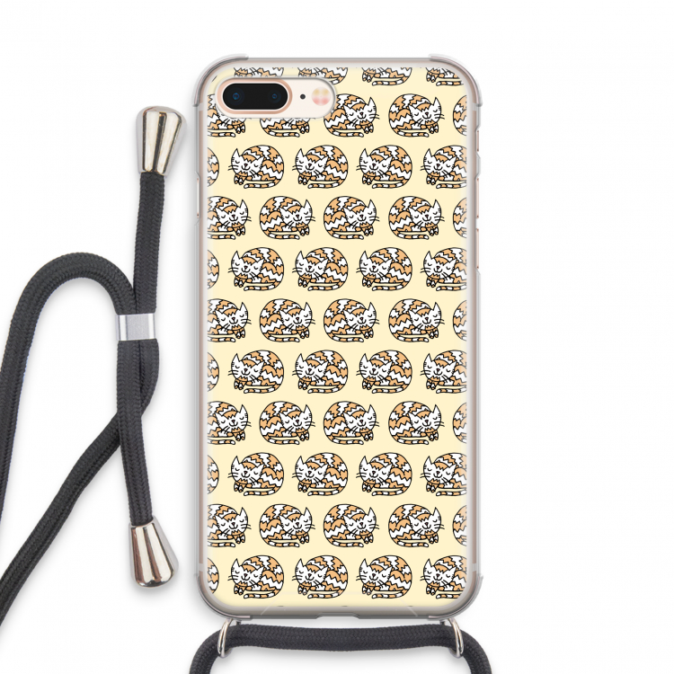 Slapende poes: iPhone 7 PLUS Transparant Hoesje met koord