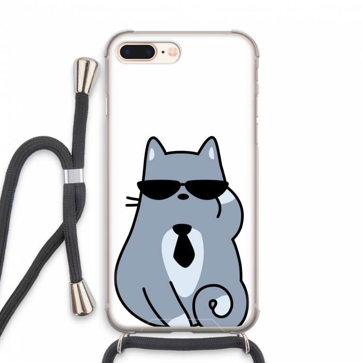 Cool cat: iPhone 7 PLUS Transparant Hoesje met koord