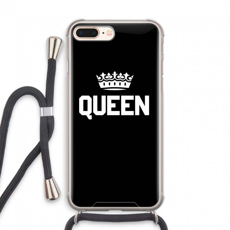 Queen zwart: iPhone 7 PLUS Transparant Hoesje met koord