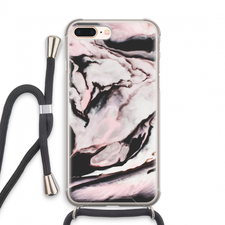 Roze stroom: iPhone 7 PLUS Transparant Hoesje met koord