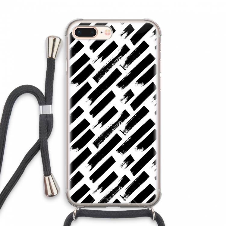 Zwarte vegen: iPhone 7 PLUS Transparant Hoesje met koord