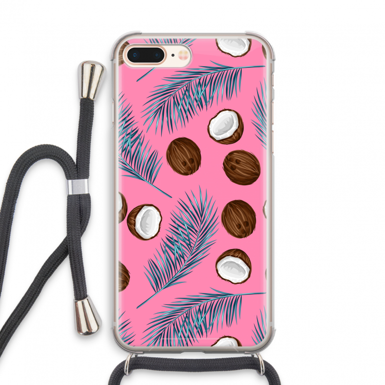 Kokosnoot roze: iPhone 7 PLUS Transparant Hoesje met koord