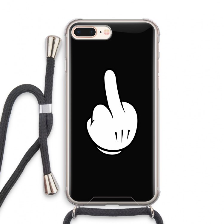 Middle finger black: iPhone 7 PLUS Transparant Hoesje met koord