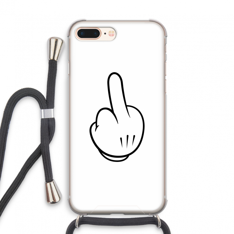 Middle finger white: iPhone 7 PLUS Transparant Hoesje met koord