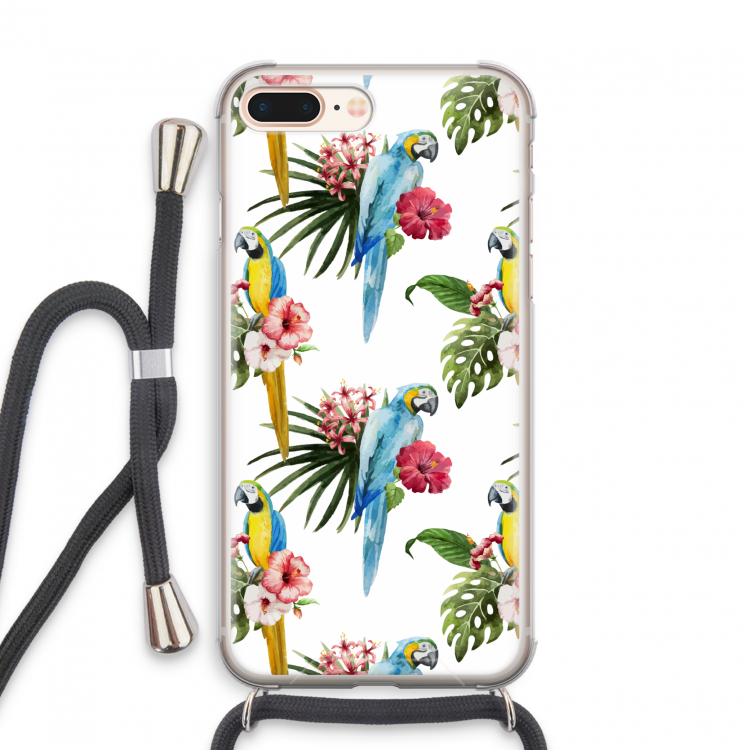 Kleurrijke papegaaien: iPhone 7 PLUS Transparant Hoesje met koord