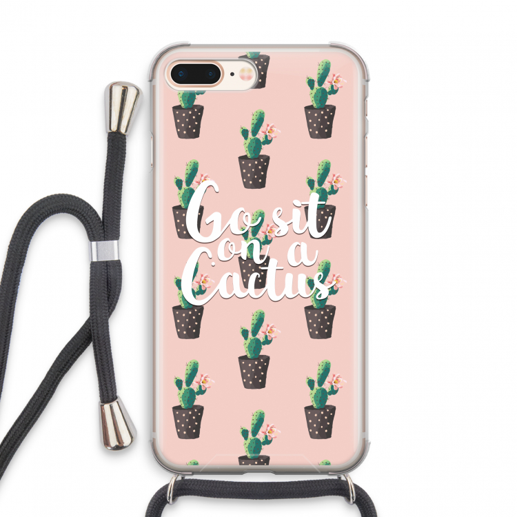 Cactus quote: iPhone 7 PLUS Transparant Hoesje met koord