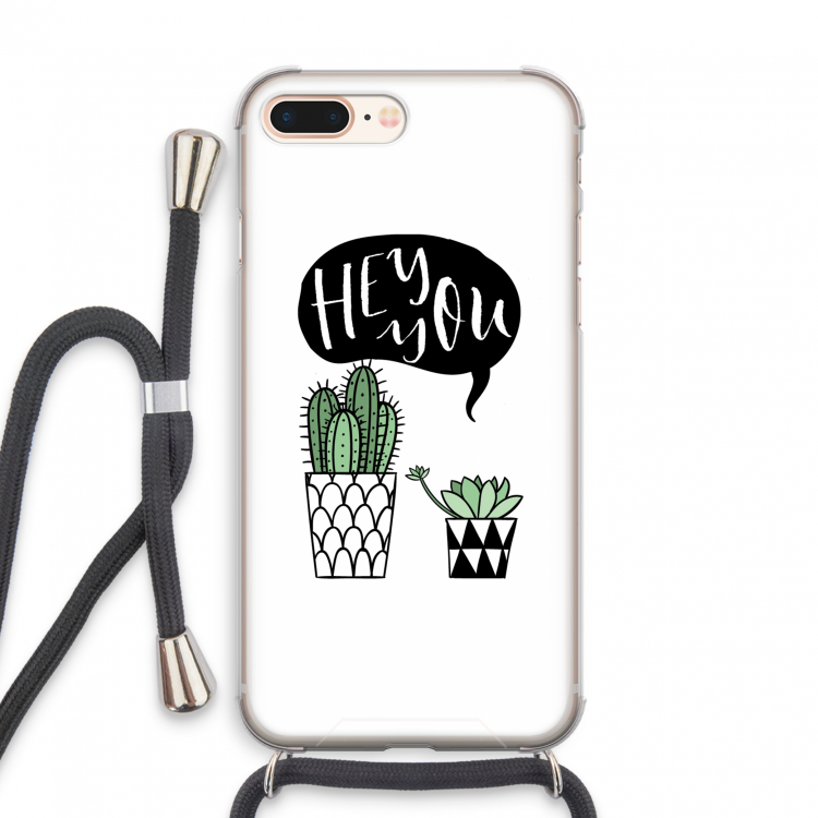 Hey you cactus: iPhone 7 PLUS Transparant Hoesje met koord