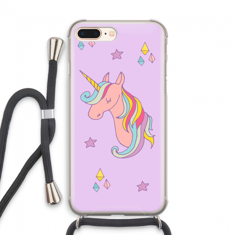 Roze eenhoorn: iPhone 7 PLUS Transparant Hoesje met koord