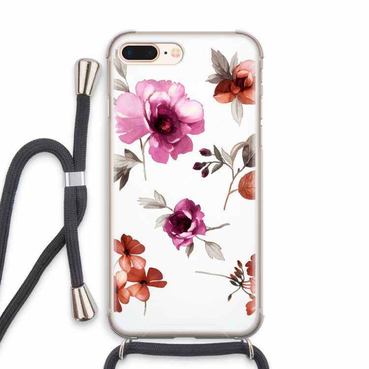 Geschilderde bloemen: iPhone 7 PLUS Transparant Hoesje met koord