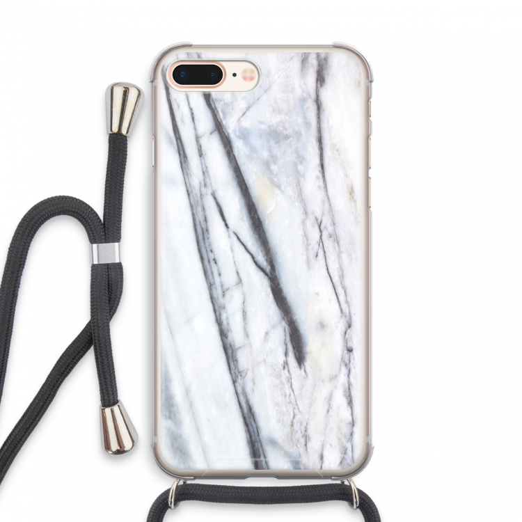 Gestreepte marmer: iPhone 7 PLUS Transparant Hoesje met koord
