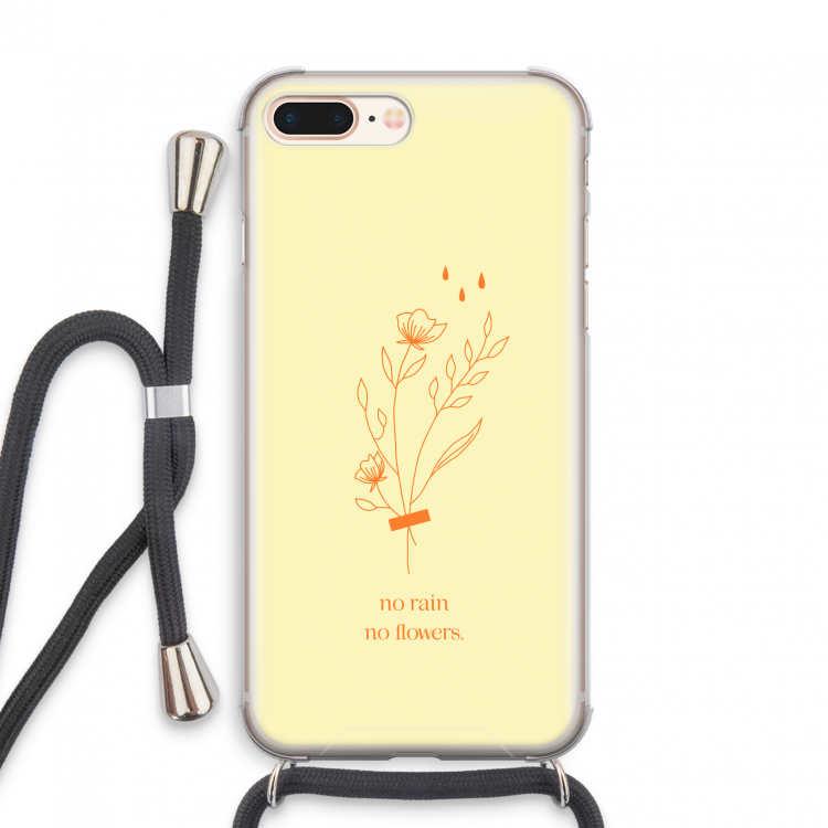 No rain no flowers: iPhone 7 PLUS Transparant Hoesje met koord