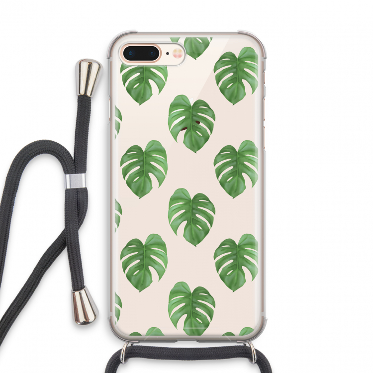 Monstera leaves: iPhone 7 PLUS Transparant Hoesje met koord