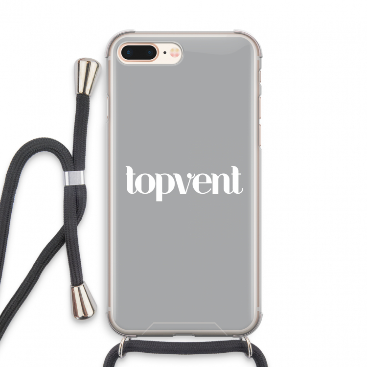 Topvent Grijs Wit: iPhone 7 PLUS Transparant Hoesje met koord
