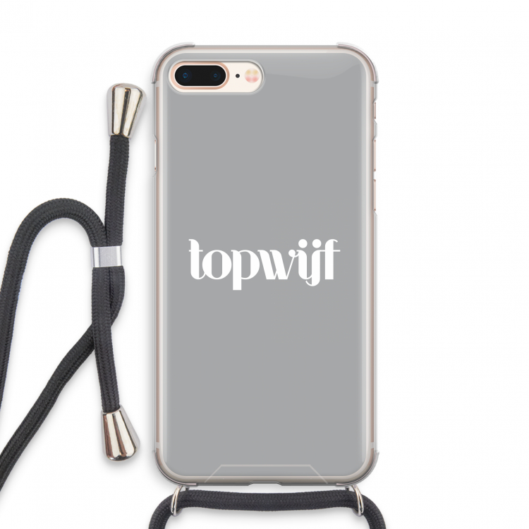 Topwijf Grijs Wit: iPhone 7 PLUS Transparant Hoesje met koord