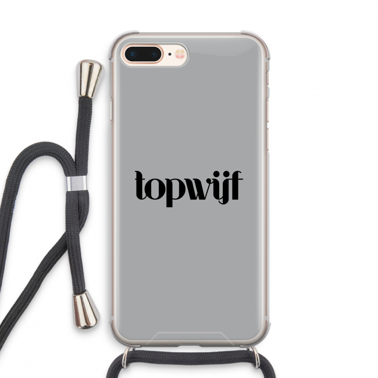 Topwijf Grijs Zwart: iPhone 7 PLUS Transparant Hoesje met koord