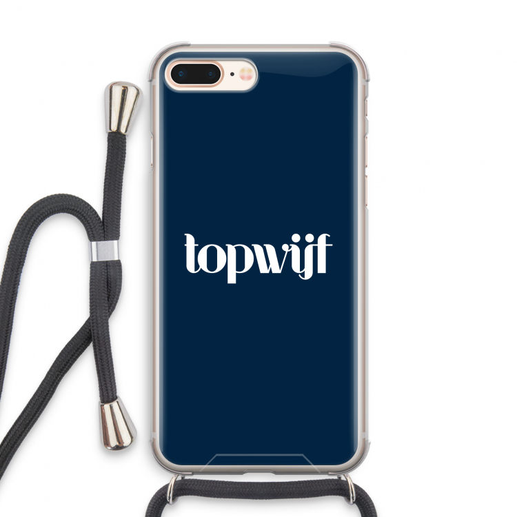 Topwijf Navy: iPhone 7 PLUS Transparant Hoesje met koord