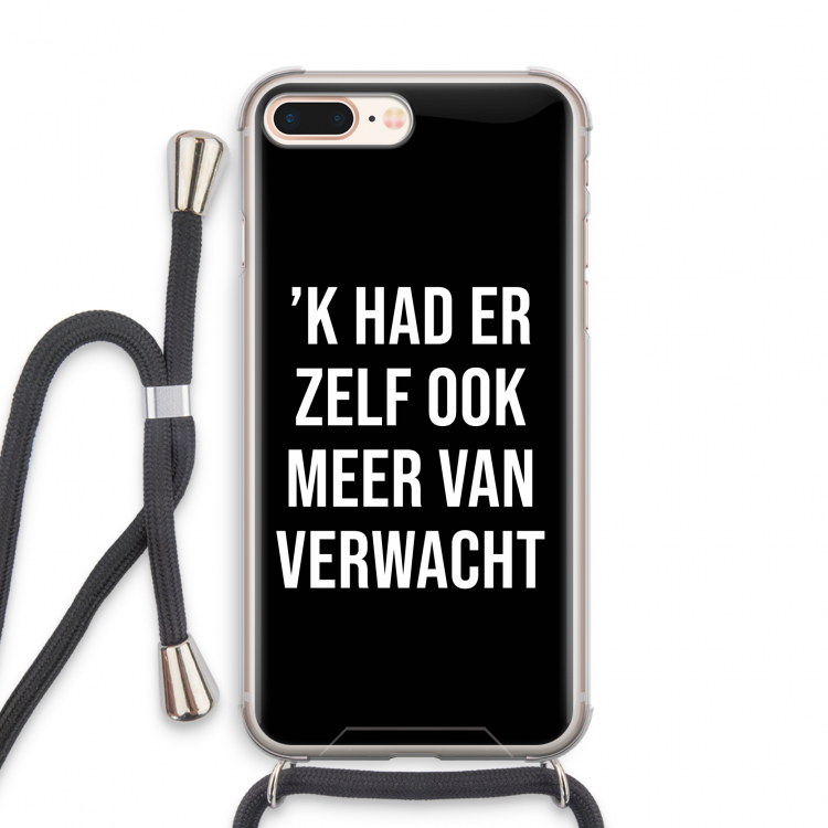 Meer verwacht - Zwart: iPhone 7 PLUS Transparant Hoesje met koord