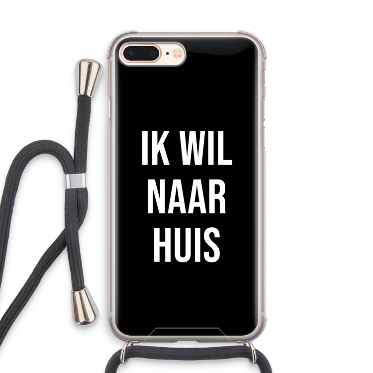 Ik wil naar huis - Zwart: iPhone 7 PLUS Transparant Hoesje met koord