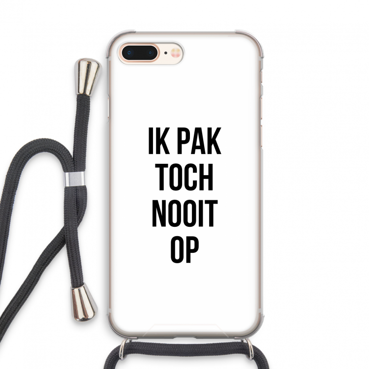 Ik pak nooit op: iPhone 7 PLUS Transparant Hoesje met koord