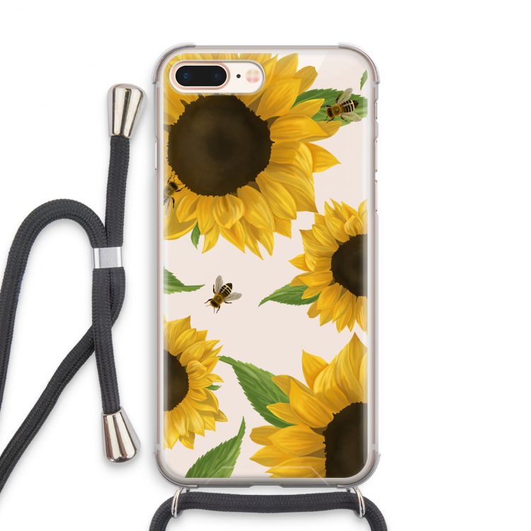 Sunflower and bees: iPhone 7 PLUS Transparant Hoesje met koord