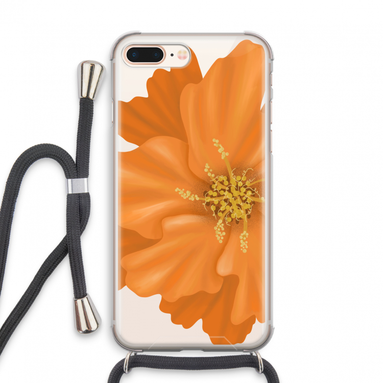 Orange Ellila flower: iPhone 7 PLUS Transparant Hoesje met koord