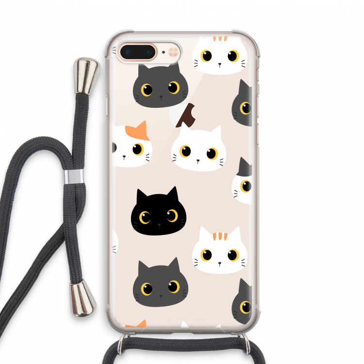 Katten: iPhone 7 PLUS Transparant Hoesje met koord