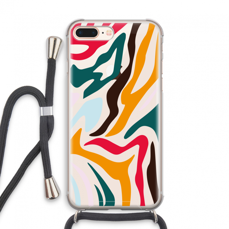 Colored Zebra: iPhone 7 PLUS Transparant Hoesje met koord