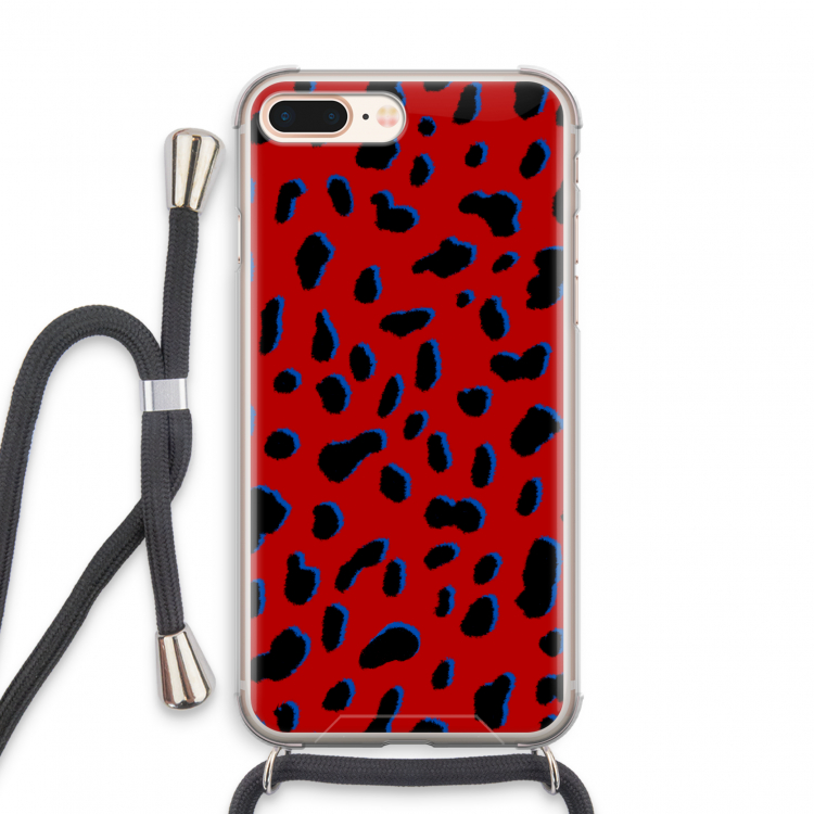 Red Leopard: iPhone 7 PLUS Transparant Hoesje met koord