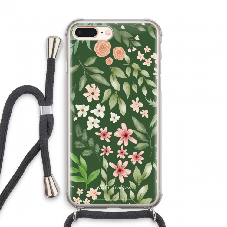 Botanical green sweet flower heaven: iPhone 7 PLUS Transparant Hoesje met koord