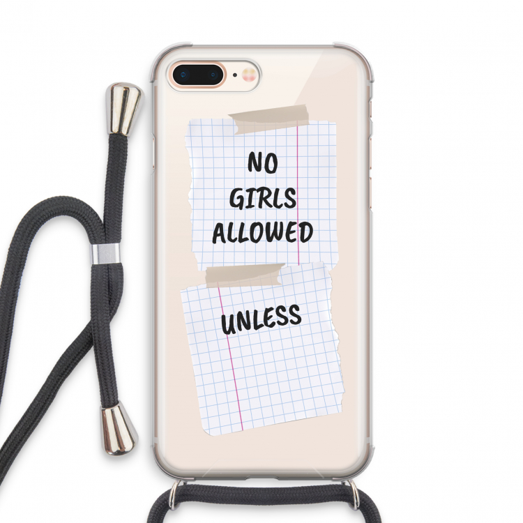No Girls Allowed Unless: iPhone 7 PLUS Transparant Hoesje met koord
