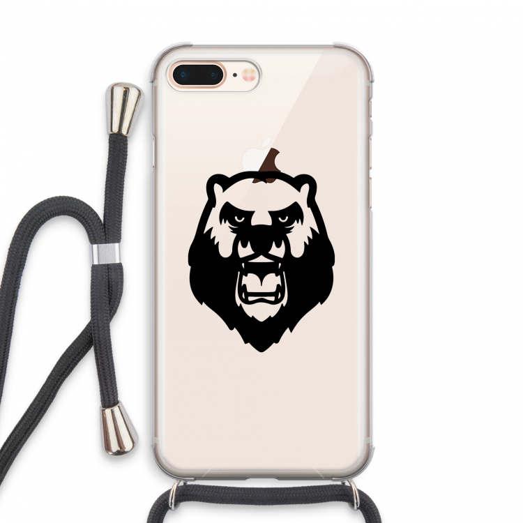 Angry Bear (black): iPhone 7 PLUS Transparant Hoesje met koord