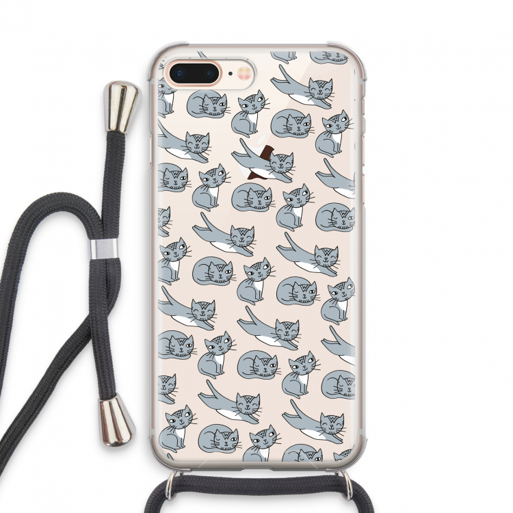 Poezen: iPhone 7 PLUS Transparant Hoesje met koord