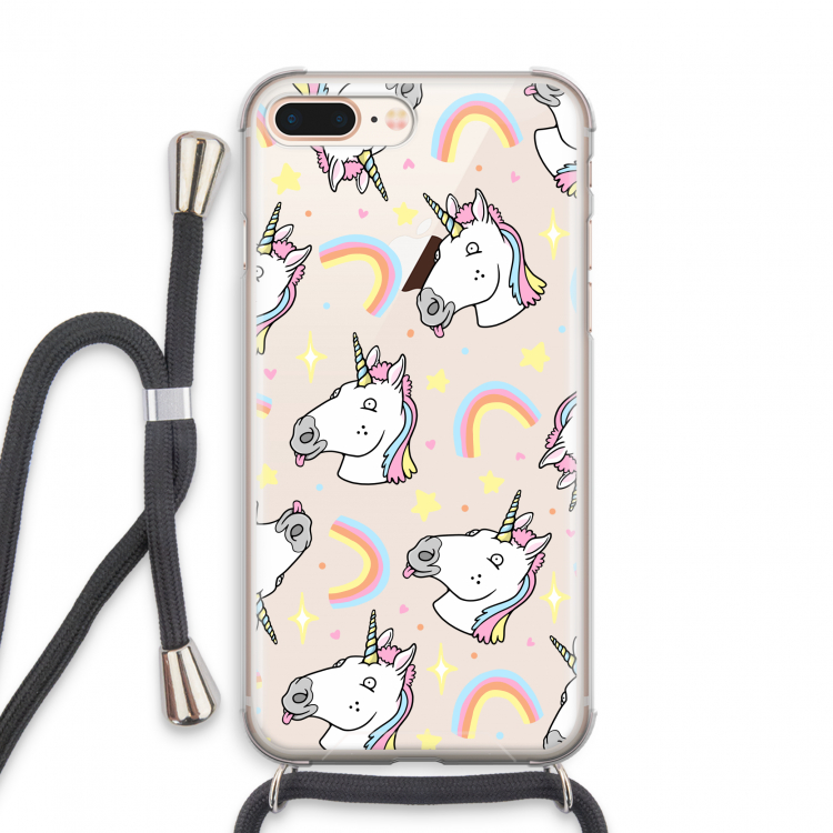 Rainbow Unicorn: iPhone 7 PLUS Transparant Hoesje met koord