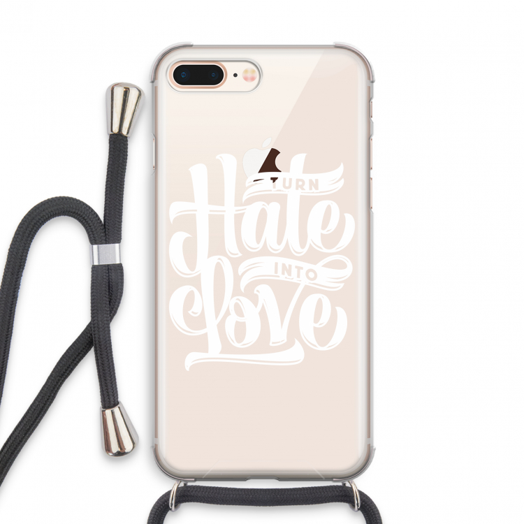 Turn hate into love: iPhone 7 PLUS Transparant Hoesje met koord