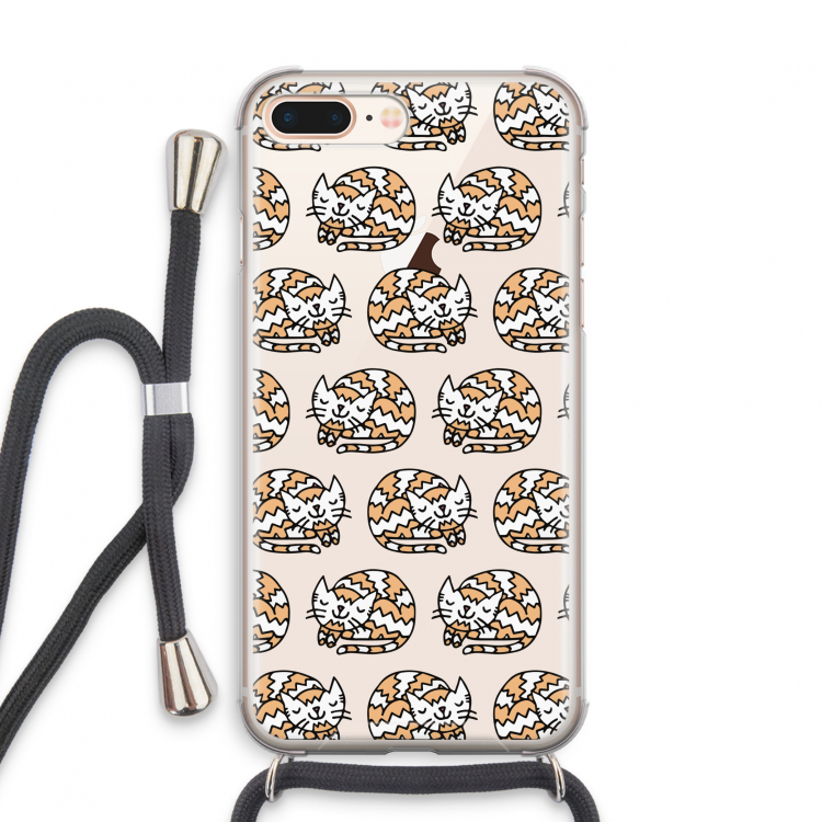 Slapende poes: iPhone 7 PLUS Transparant Hoesje met koord