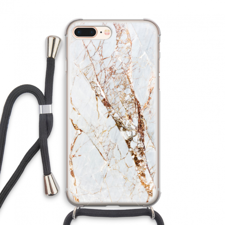 Goud marmer: iPhone 7 PLUS Transparant Hoesje met koord