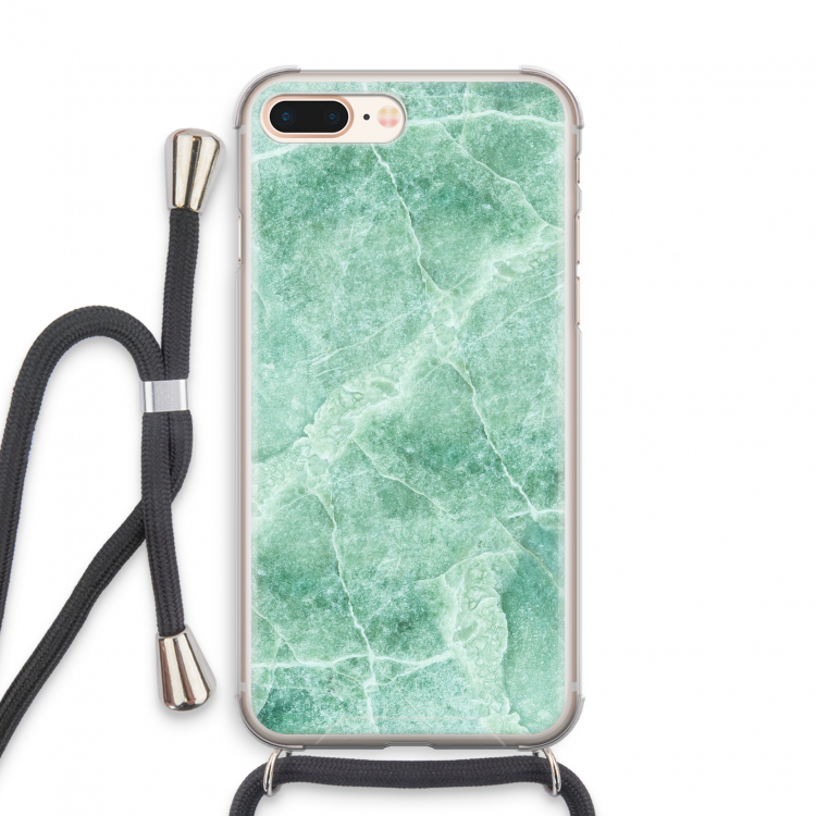 Groen marmer: iPhone 7 PLUS Transparant Hoesje met koord