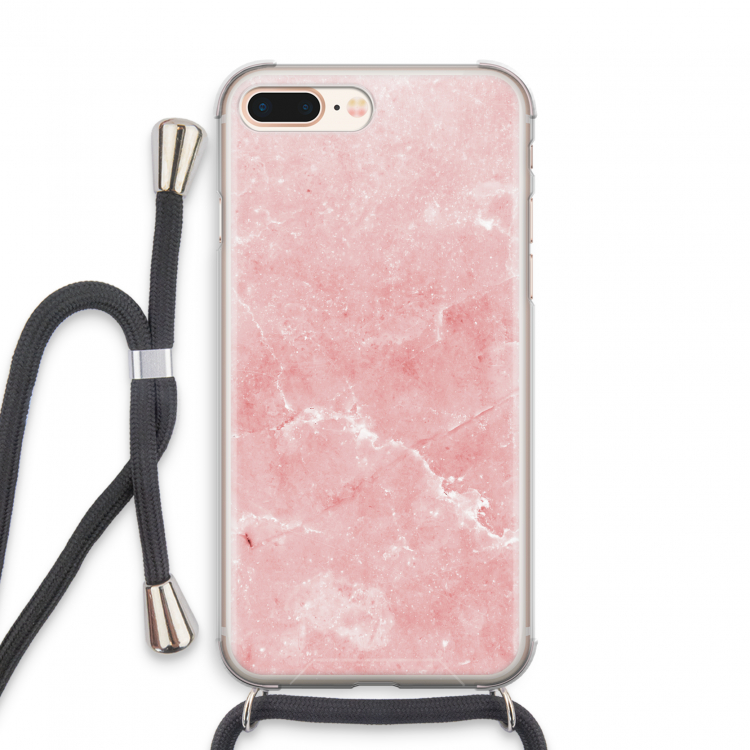 Roze marmer: iPhone 7 PLUS Transparant Hoesje met koord
