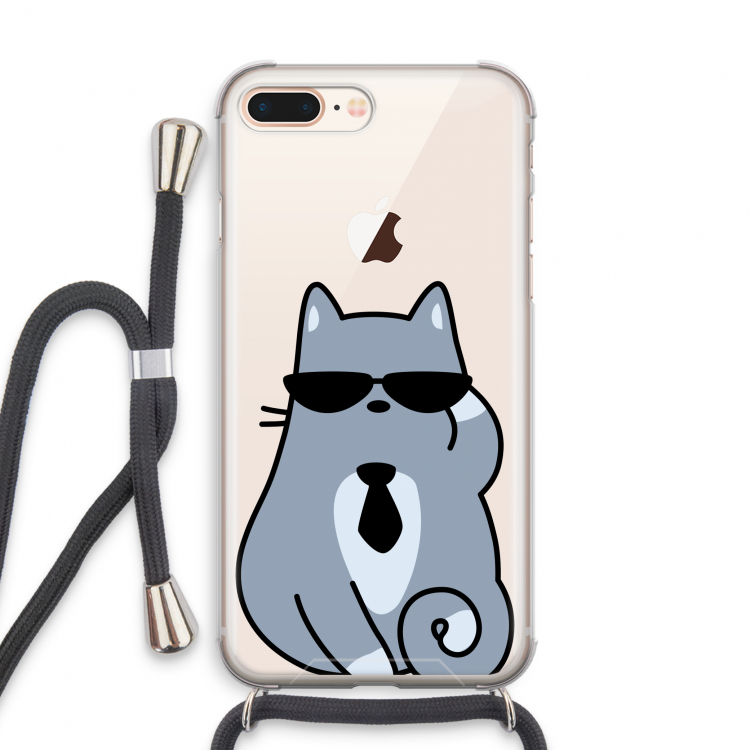 Cool cat: iPhone 7 PLUS Transparant Hoesje met koord