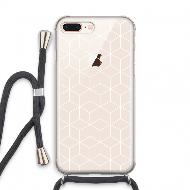 Zwart-witte kubussen: iPhone 7 PLUS Transparant Hoesje met koord