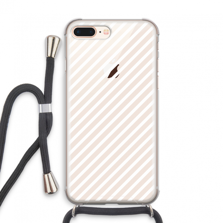 Strepen zwart-wit: iPhone 7 PLUS Transparant Hoesje met koord