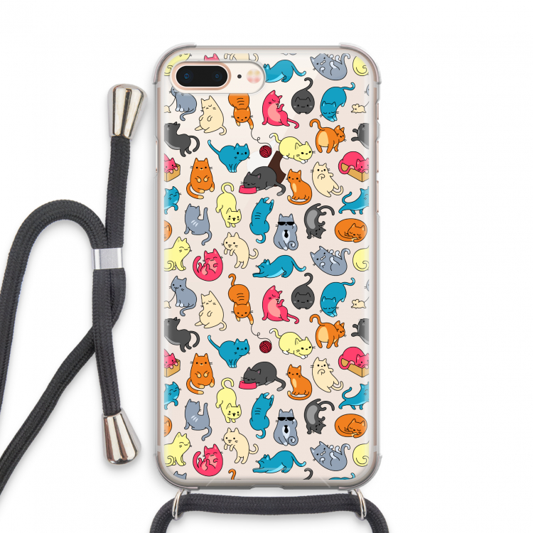 Kleurrijke katten: iPhone 7 PLUS Transparant Hoesje met koord