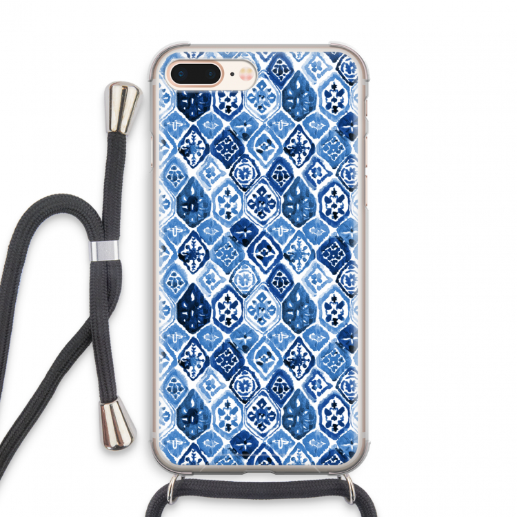 Blauw motief: iPhone 7 PLUS Transparant Hoesje met koord