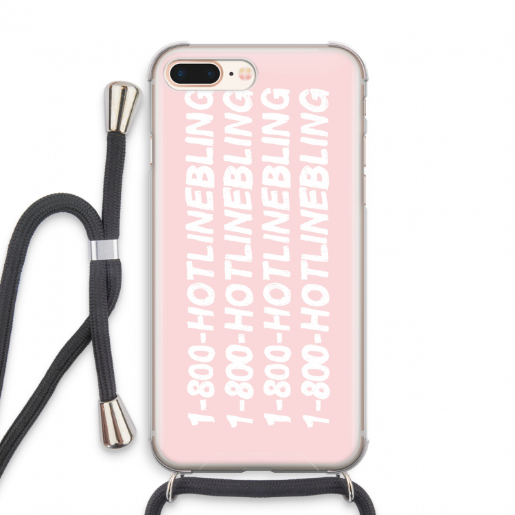 Hotline bling pink: iPhone 7 PLUS Transparant Hoesje met koord