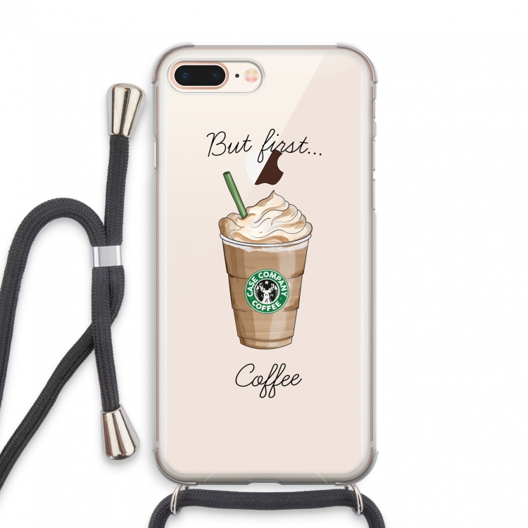 But first coffee: iPhone 7 PLUS Transparant Hoesje met koord