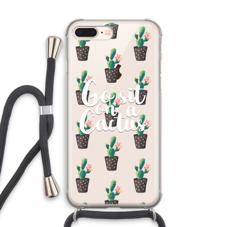 Cactus quote: iPhone 7 PLUS Transparant Hoesje met koord