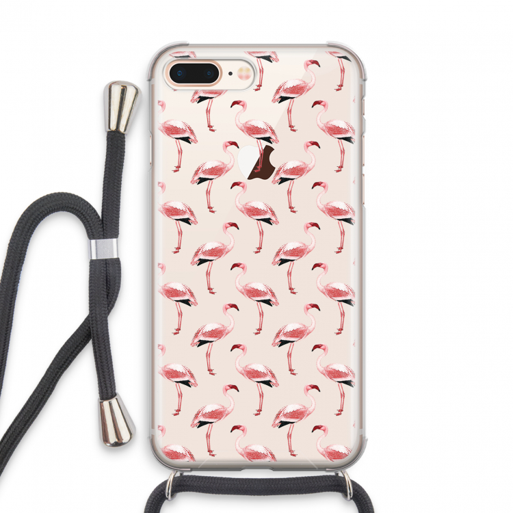 Flamingoprint groen: iPhone 7 PLUS Transparant Hoesje met koord