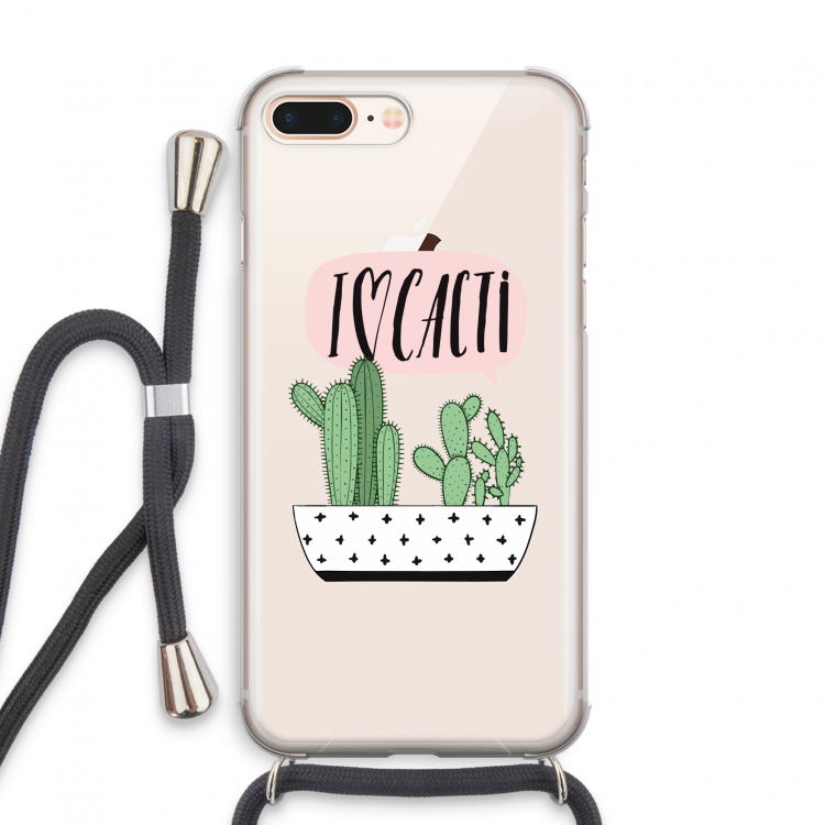 I love cacti: iPhone 7 PLUS Transparant Hoesje met koord