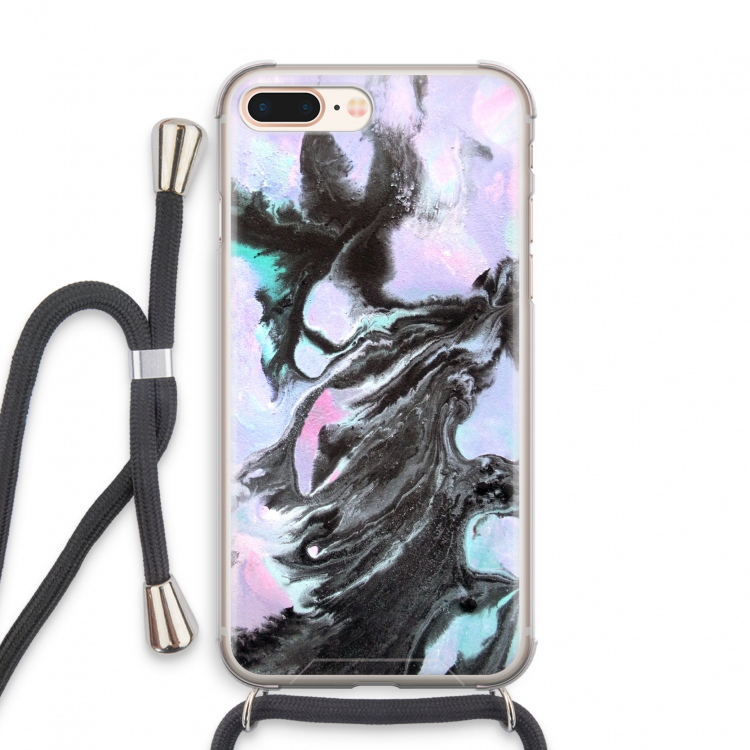 Pastel zwart: iPhone 7 PLUS Transparant Hoesje met koord