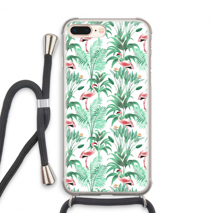 Flamingo bladeren: iPhone 7 PLUS Transparant Hoesje met koord